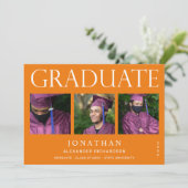 Moderne 4 Faire-part de graduation photo - Orange (Debout devant)