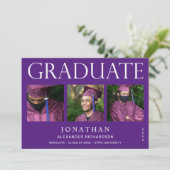 Moderne 4 Faire-part de graduation photo -Violet (Debout devant)