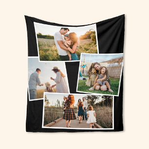 Moderne 4 Foto Aangepaste Afbeelding Collage Fleece Deken