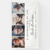 Moderne 4-foto aangepaste tekst begrafenisbanner spandoek (Verticaal)