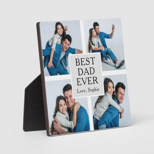 Moderne 4 foto Aangepaste tekst Vaderdag Fotoplaat (Voorkant)