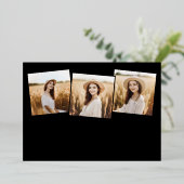 Moderne 4 foto-Afstuderen Collage Black en Gold Folie Uitnodiging (Staand Voorkant)
