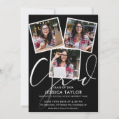 Moderne 4 foto collage afstudeerfeest kaart (Voorkant)