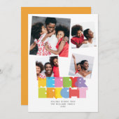 Moderne 4 Foto Collage Prettig Kerstfeest Feestdagenkaart (Voorkant / Achterkant)