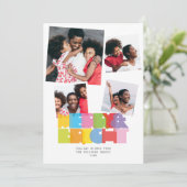 Moderne 4 Foto Collage Prettig Kerstfeest Feestdagenkaart (Staand voorkant)