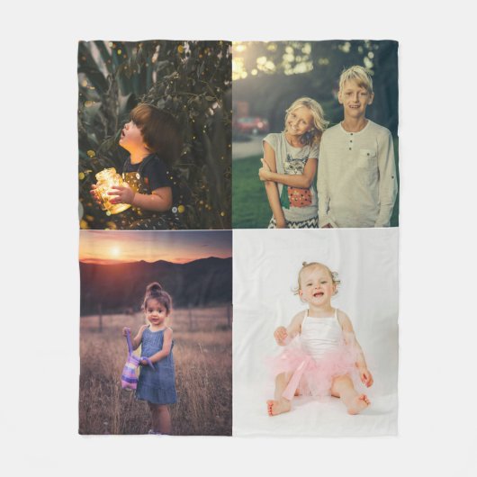 Moderne 4 fotocollage gepersonaliseerd fleece deken (Voorkant)