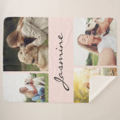 Moderne 4 foto's Collage Dog roze Sherpa Deken (Voorkant (horizontaal))