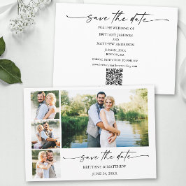 Moderne 4 foto's Minimalistische inkt pen Script Q Save The Date