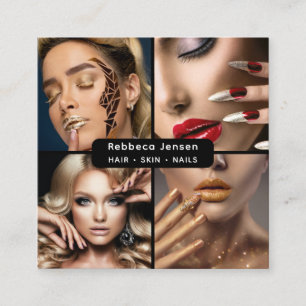Moderne 4 Foto's voor Make-up Artiesten Zwart qr c Vierkante Visitekaartje