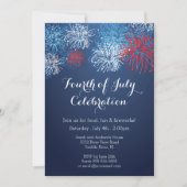 Moderne 4 juillet Fireworks Barbecue Invitation (Devant)