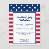 Moderne 4 juli Rood Wit en Blauw Uitnodiging Briefkaart (Voorkant)