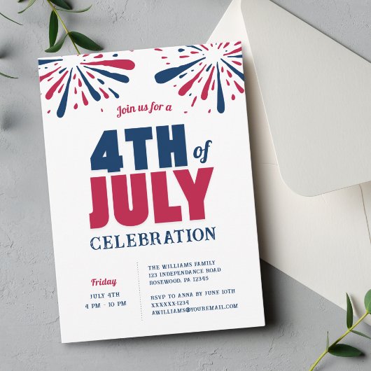 Moderne 4 juli Rood Wit en Blauw Viering Kaart