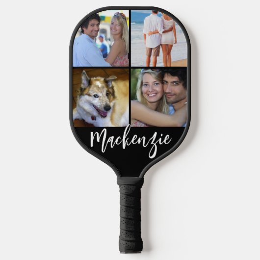 Moderne 4 Naam aangepaste kleur voor fotocollage Pickleball Paddle (Voorkant)