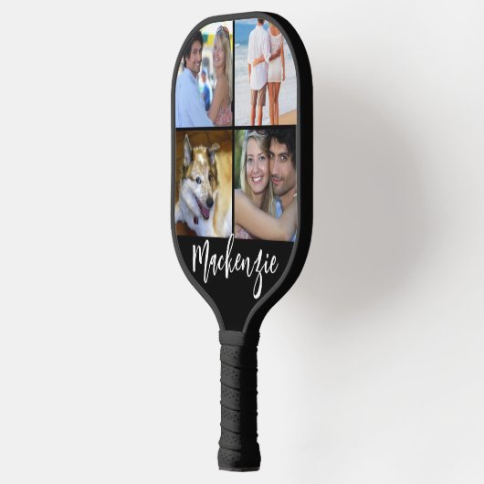 Moderne 4 Naam aangepaste kleur voor fotocollage Pickleball Paddle (Links)