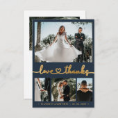 Moderne 4 Photo Coeur Script Marine Mariage Merci (Devant / Derrière)