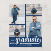 Moderne 4 Photo Collage Blue Graduate Invitation (Devant)