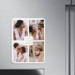 Moderne 4 Photo Collage Mariage Gold Merci<br><div class="desc">Mariage simple et moderne merci aimant avec 4 photos. Cette carte peut être utilisée pour un mariage, une douche nuptiale, un fiançailles, un anniversaire ou tout événement spécial. Pour une personnalisation plus avancée de cette conception, veuillez cliquer sur le lien Personnaliser supplémentaire pour changer la police, la taille, la couleur,...</div>