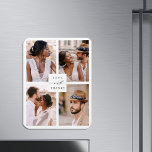 Moderne 4 Photo Collage Mariage Merci<br><div class="desc">Mariage simple et moderne merci aimant avec 4 photos. Cette carte peut être utilisée pour un mariage, une douche nuptiale, un fiançailles, un anniversaire ou tout événement spécial. Pour une personnalisation plus avancée de cette conception, veuillez cliquer sur le lien Personnaliser supplémentaire pour changer la police, la taille, la couleur,...</div>