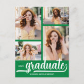 Moderne 4 Photo Collage Vert Graduate Invitation (Devant)