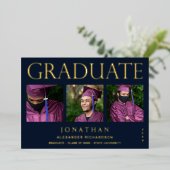 Moderne 4 Photo Faire-part de graduation Marine 2 (Debout devant)