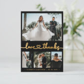 Moderne 4 Photo Gold Heart Script Mariage Merci (Debout devant)