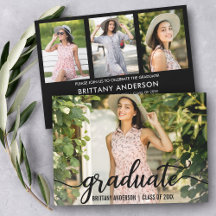 Moderne 4 Photo Graduation Party Invitation