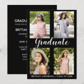 Moderne 4 Photo Graduation Party Invitation Card L (Devant / Derrière)