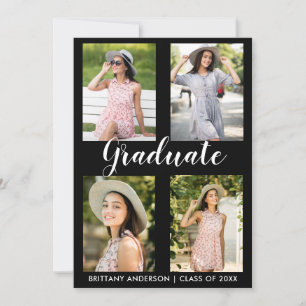 Moderne 4 Photo Graduation Party Invitation Card L