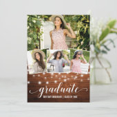 Moderne 4 Photo Lumières en bois Faire-part de gra (Debout devant)