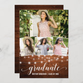 Moderne 4 Photo Lumières en bois Faire-part de gra (Devant / Derrière)