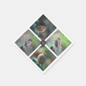 Moderne 4 roodborstfoto's monogrammed servet (Hoek)