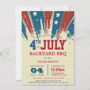 Moderne 4th of July Achtertuin BBQ I USA Vlag Kaart