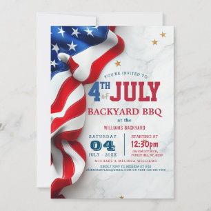 Moderne 4th of July Achtertuin BBQ I Vlag Kaart