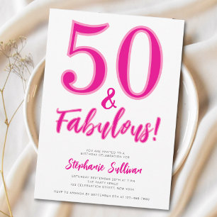 Moderne 50 en fabuleuze roze 50ste verjaardagsfees kaart