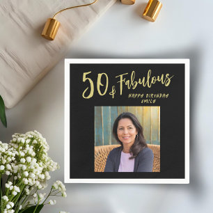 Moderne 50 en Fabulous Foto 50e Verjaardag Servet