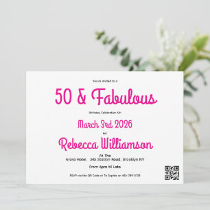 Moderne 50 en Fabulous Roze 50ste Verjaardag Kaart