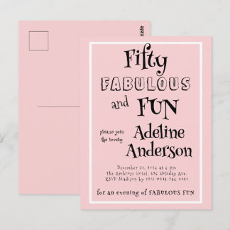 Moderne 50 en Fabulous Roze 50ste Verjaardagsfeest Briefkaart