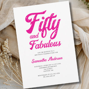 Moderne 50 en Fabulous Roze 50ste Verjaardagsfeest Kaart