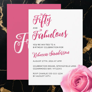 Moderne 50 en Fabulous Roze 50ste verjaardagsfeest Kaart