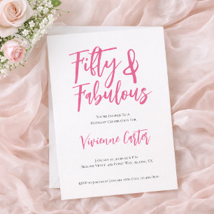 Moderne 50 en Fabulous Roze 50ste verjaardagsfeest Kaart