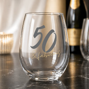 Moderne 50 en Fabulous Verjaardag Wijnglas Zonder Voet