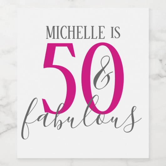 Moderne 50 en Fabulous Verjaardagsfeestje Wijnlabe Wijn Etiket (Enkel label)