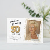 Moderne 50e geboortedag foto bedankkaart (Staand voorkant)