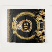 Moderne 50e Verjaardag Banner Blush Zwart Gouden H Wandkleed (Voorkant (horizontaal))