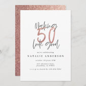 Moderne 50e verjaardag, chic typografie roos goud (Voorkant / Achterkant)