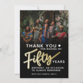 Moderne 50e verjaardag gouden zwart vijftig script bedankkaart (Voorkant)