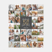 Moderne 50e verjaardag multi-foto scriptgift fleece deken (Voorkant)