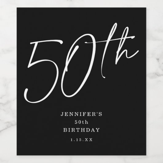 Moderne 50e verjaardag van het Manuscript Vijftigs Wijn Etiket (Enkel label)