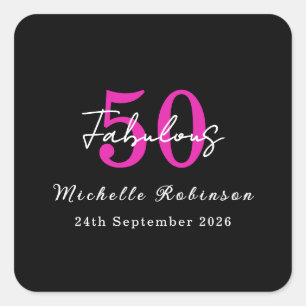 Moderne 50e verjaardagsfeestje 50 en Fabulous Vierkante Sticker
