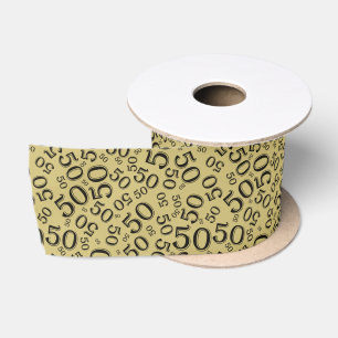 Moderne 50ste verjaardag nummer patroon zwart/goud lint